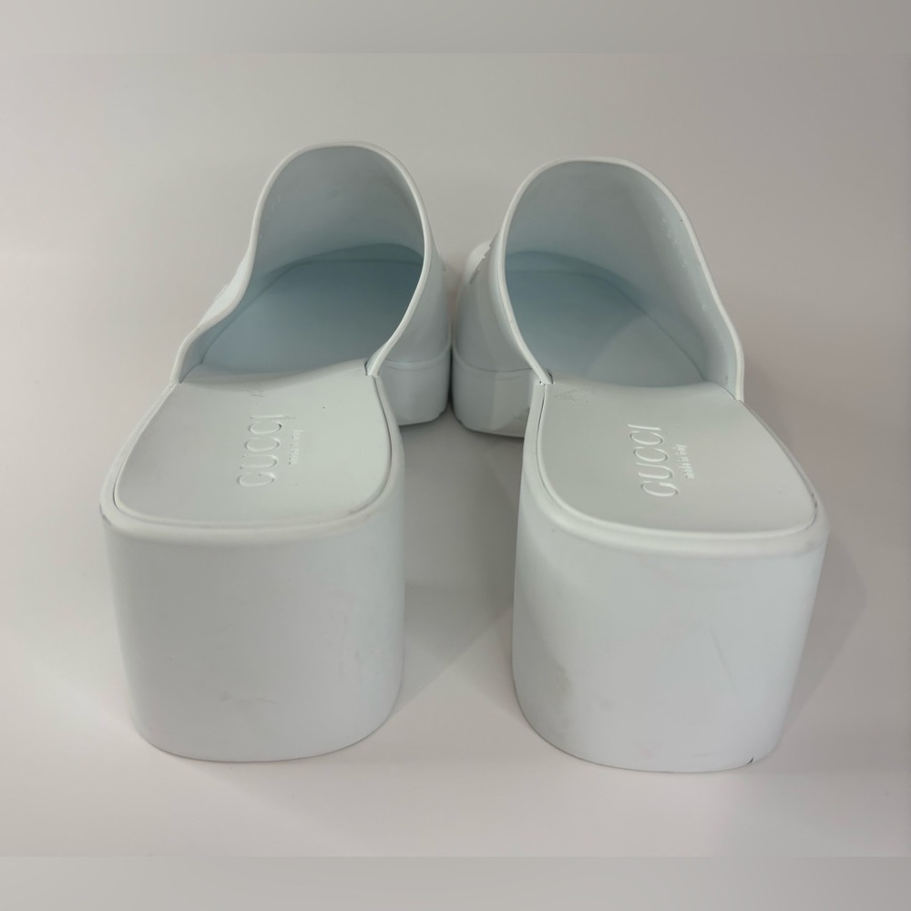 Gucci Women's White Platform Rubber Mules - Picture 6 of 10